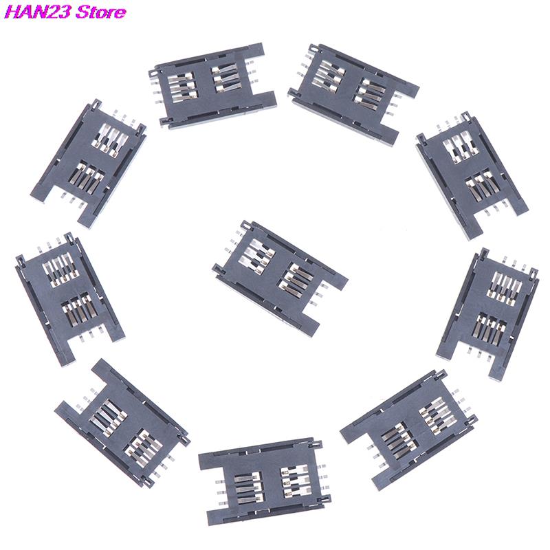 Soporte para tarjeta SIM de 2,5 cm, 10 piezas, 6 P, SMT, SMD, 6 pines, ranura para 6 pines, asientos, conector para teléfono
