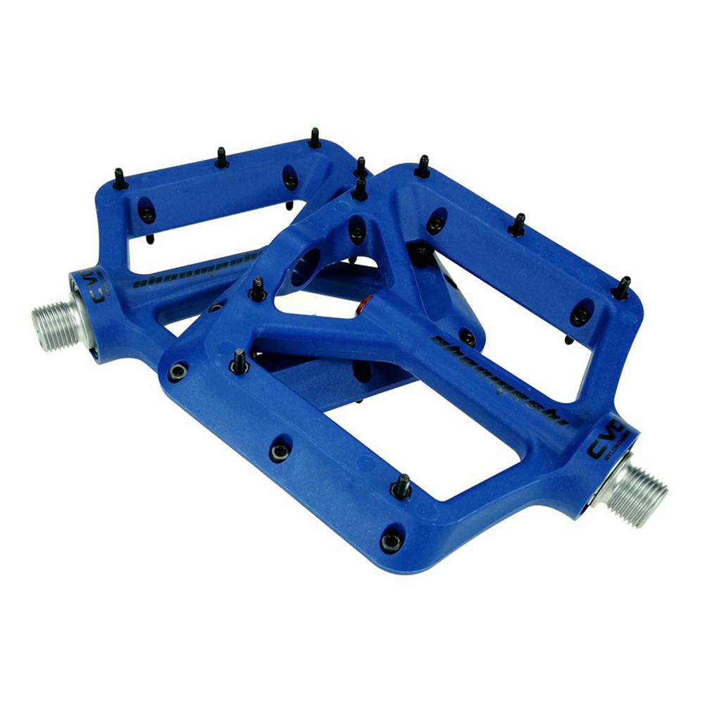 Bike Pedals Big Feet Nylon Carbon Fiber Bearing Foot Mountain Stamp Flat Bicycle Pedal Minimal Profile Adjustable Grip 1 Pair: Blue