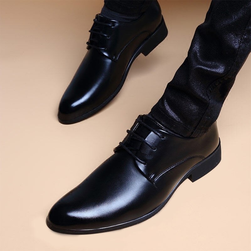 Men's Formal Shoes Soft Leather Men's Casual Flat Shoes Business Work Rubber Mens Flat Formal Shoes