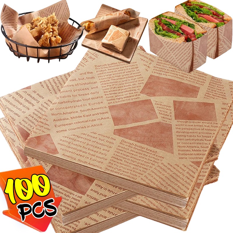 Oliebestendig papier Brood Burger Voedsel inpakpapier Vetvrij voedselmandvoering Krantvoering Bakverpakking Deli Papiervel
