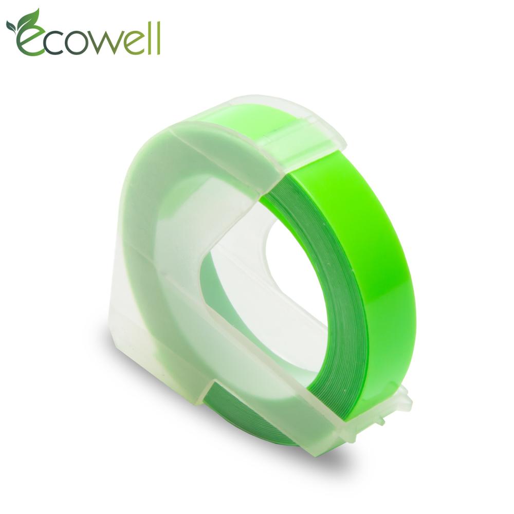 Ecowell 3D Plastic Embossing Tape 9mm compatible for Embossing Label Maker PVC LABEL DYMO 1610 12965 1880 1540 Motex E101: Fluorescent Green