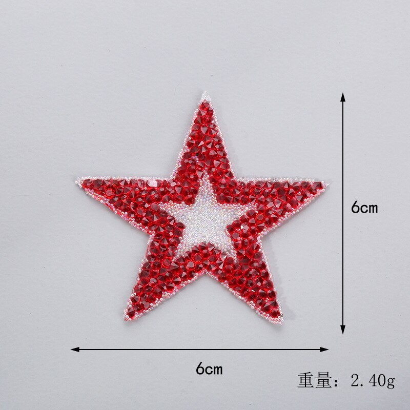 Ster Applique Ijzer op Patch Patches voor Kleding Stickers Pailletten Patch Diy Patch Leuke Kralen Parches Bordados Para Ropa: 6cm 5