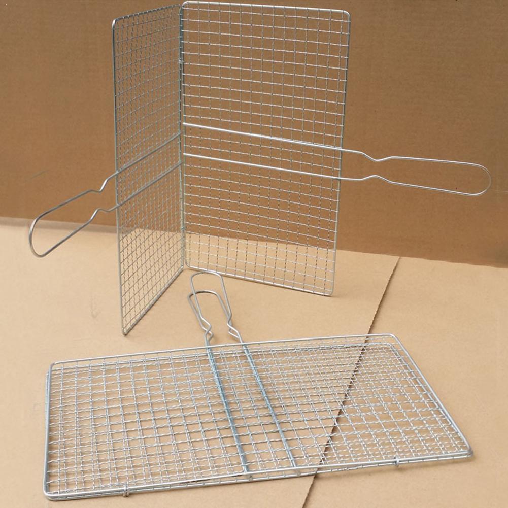 Cesta antiadherente Triple para asador de pescado, parrilla con mango de Metal, rejilla para barbacoa, accesorios para barbacoa, herramienta para exteriores para asar pescado, barbacoa R B0N4