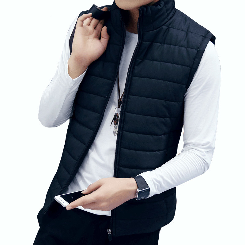 Nice automne hommes vers le bas gilet veste manteau couleur unie sans manches gilet mâle mince gilet coupe mince gilet à glissière manteaux M-3XL