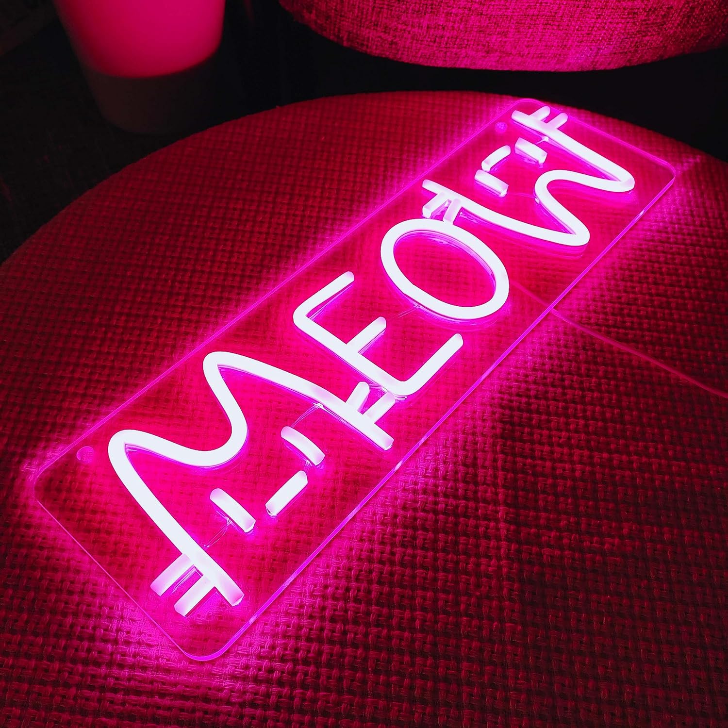 Meow enseigne au néon chat signe LED rose néon pour mur chat chambre décor éclairer signe pour fille chambre décor à la maison pour propriétaire de chat