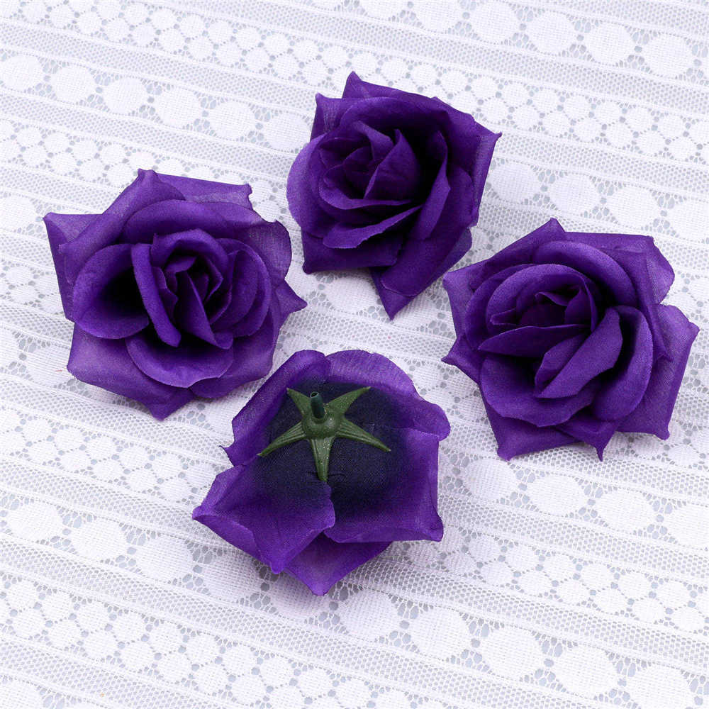 Dark purple Rose Flower Heads 10-Pack Artificial Roses Perfect for Wedding Decorations Baby Showers Crafts