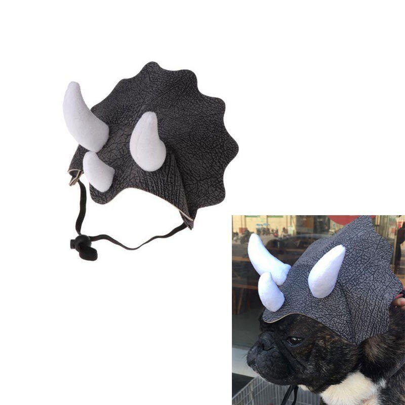 Grappige Hond Kostuum Hoeden Voor Katten Hoed Voor Hond Dinosaurus Triceratops Bulldog Hoed Cap Hond Cap Pet Hoofddeksels Kostuum Hond hoed: Default Title