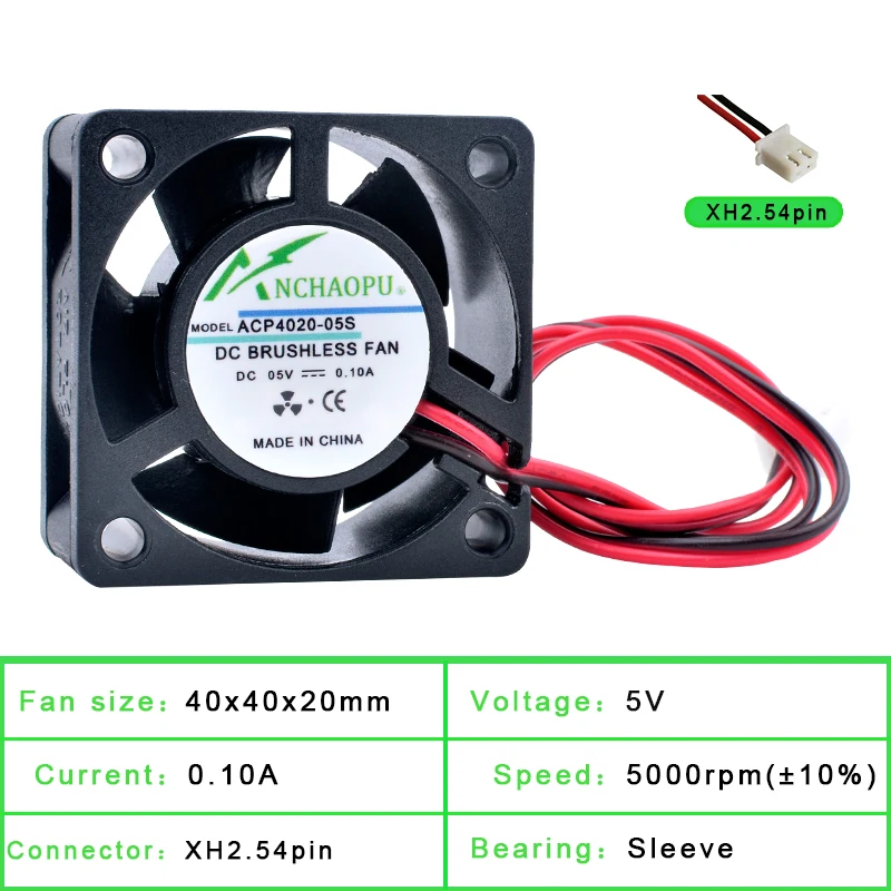 ACP4020 4cm 40mm ventilateur 40x40x20mm DC5V 12V 24V ventilateur de refroidissement pour onduleur routeur onduleur alimentation: Noir