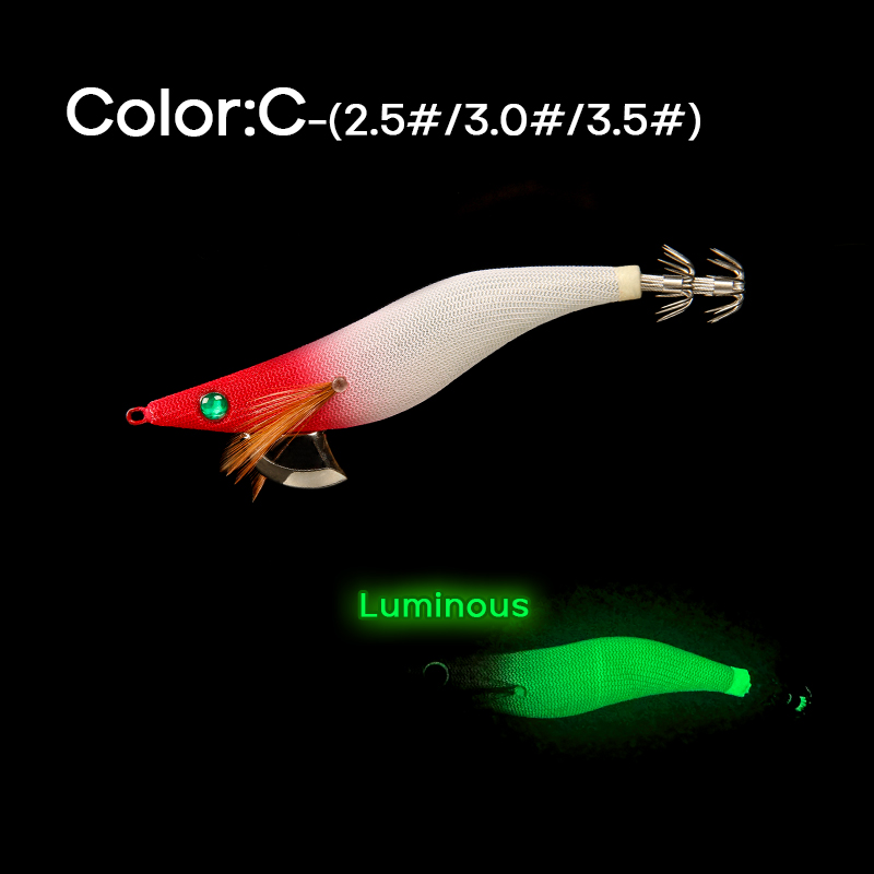 LETOYO 3.5# 3.0# 2.5# Cebo de calamar que se hunde Cebo de calamar luminoso Cebo de pesca artificial EGING Para Señuelo de pulpo Webfoot Pesca de Sepia Oficinalis EGI Señuelo de pesca en el mar: 120 mm / Verde claro