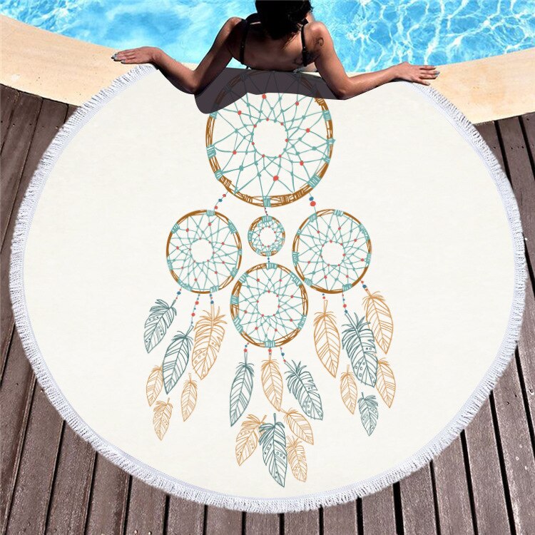 Microfiber Beach Towel 150cm Round With Tassel Bath Towel: 4