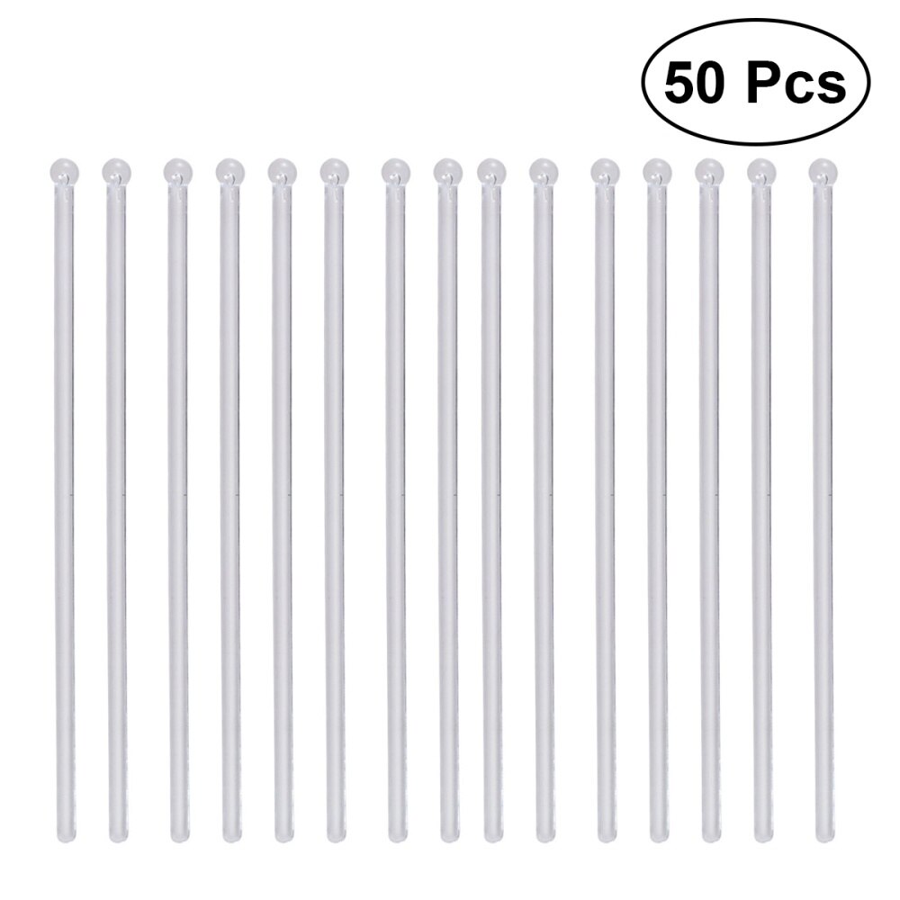 100Pcs Transparent Cocktail Drink Bar Muddler Round Head Stirring Mixing sticks Ladle Stirrer Swizzle Stick: Picture 1