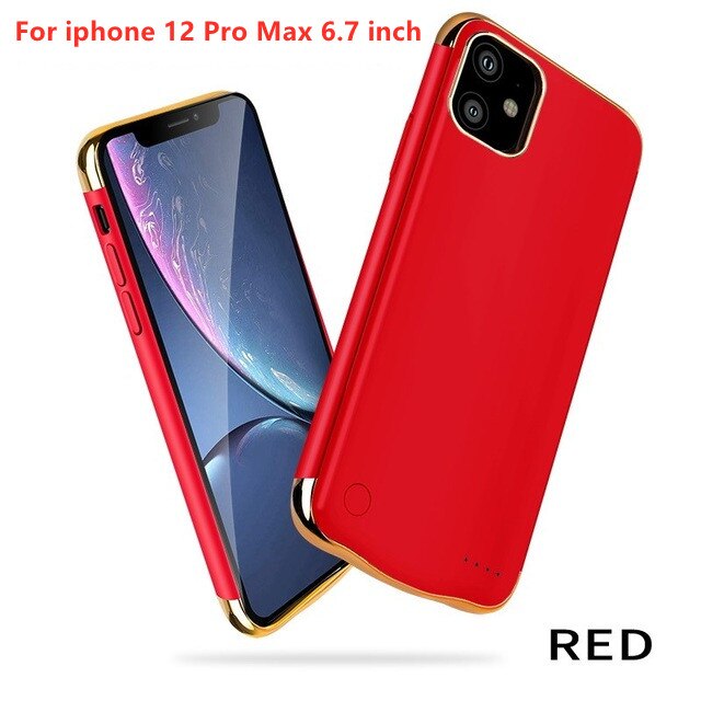 6000Mah Uitgebreid Telefoon Batterij Power Case Voor Iphone 12 Pro Max 6.7 Inch Backup Batterij Oplader Draagbare Power bank Case: Red (6.7inch)