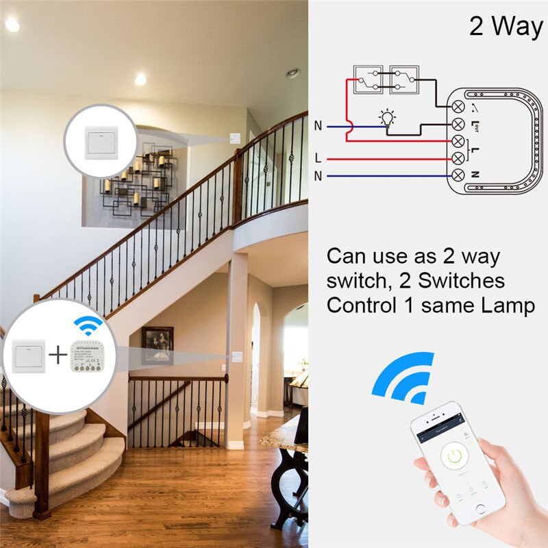 Wifi inteligente interruptor de luz universal disjuntor vida inteligente/tuya app trabalho controle remoto sem fio com alexa google casa diy 1/2way