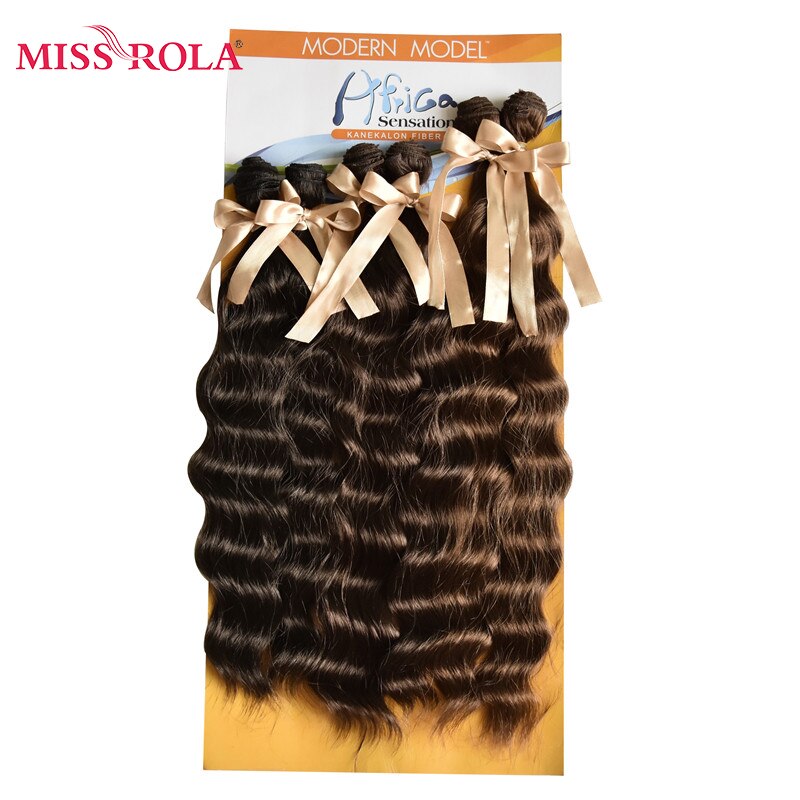 Miss rola 2#  langt bølget hår vævning 6 bundt giver en masse kanekalon syntetiske hår extensions varmebestandigt fiber 16-20 tommer