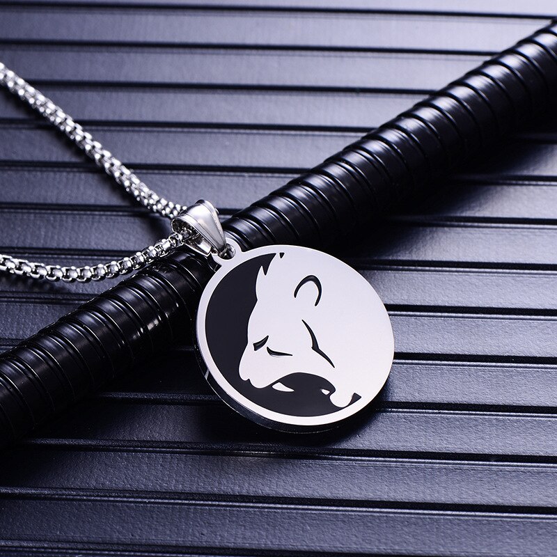 Zodiac sign 12 constellation pendants necklace men stainless steel male accessories simple silver necklace chains: U