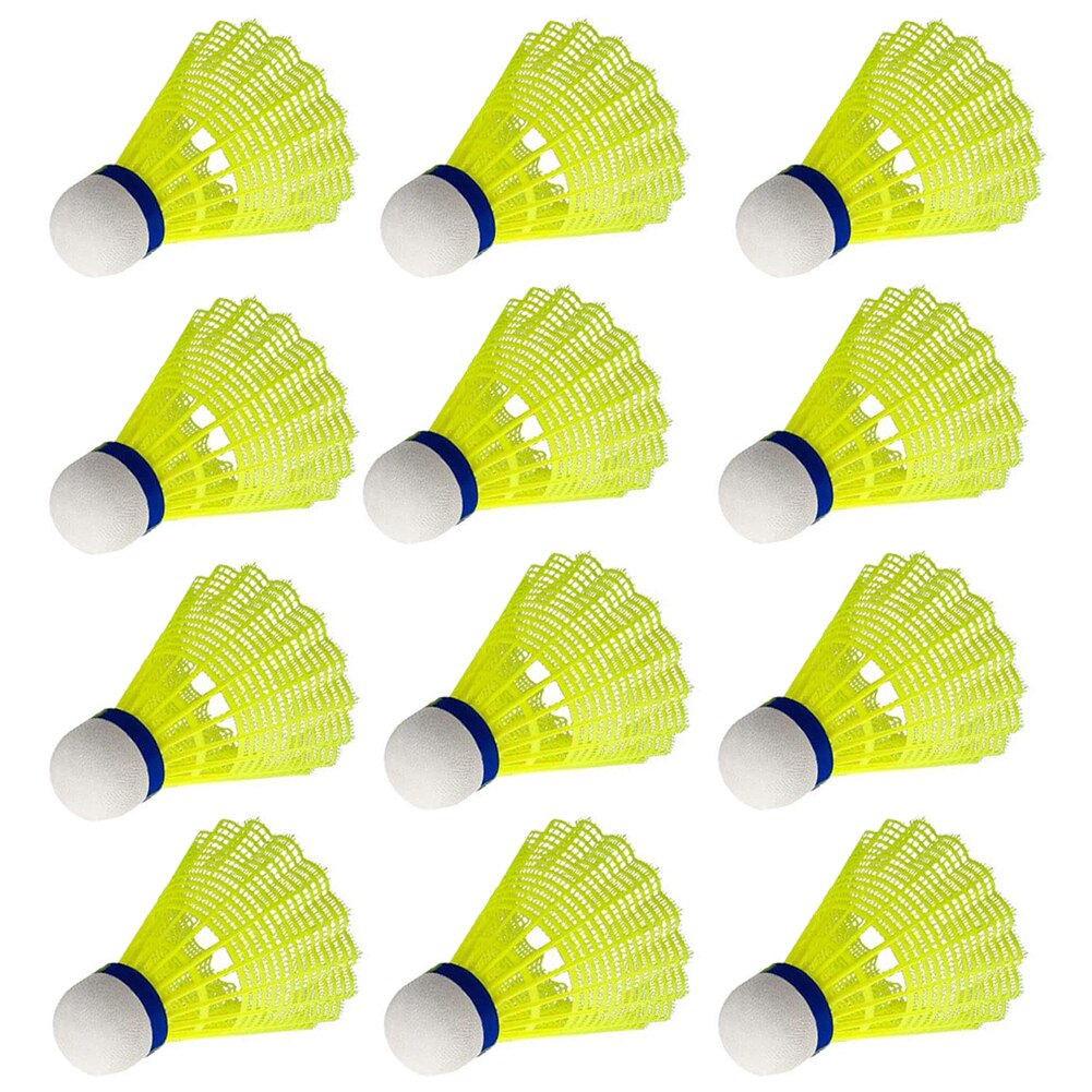 Shuttles Nylon Badminton Shuttles Ballen Hoge Snelheid Veer Voor Indoor Outdoor Entertainment Sport Game Geel 12Pcs