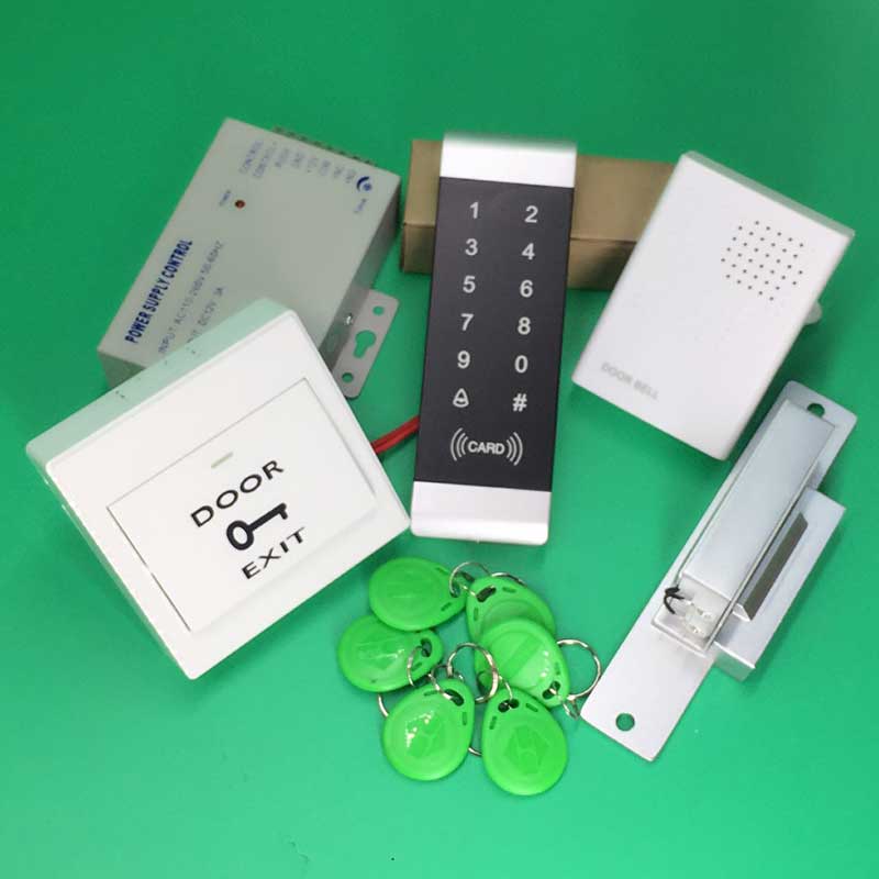 Full kit 125KHz RFID Touch &amp; Password Keypad Access Control System Security+NC Electric Strike Lock+Password