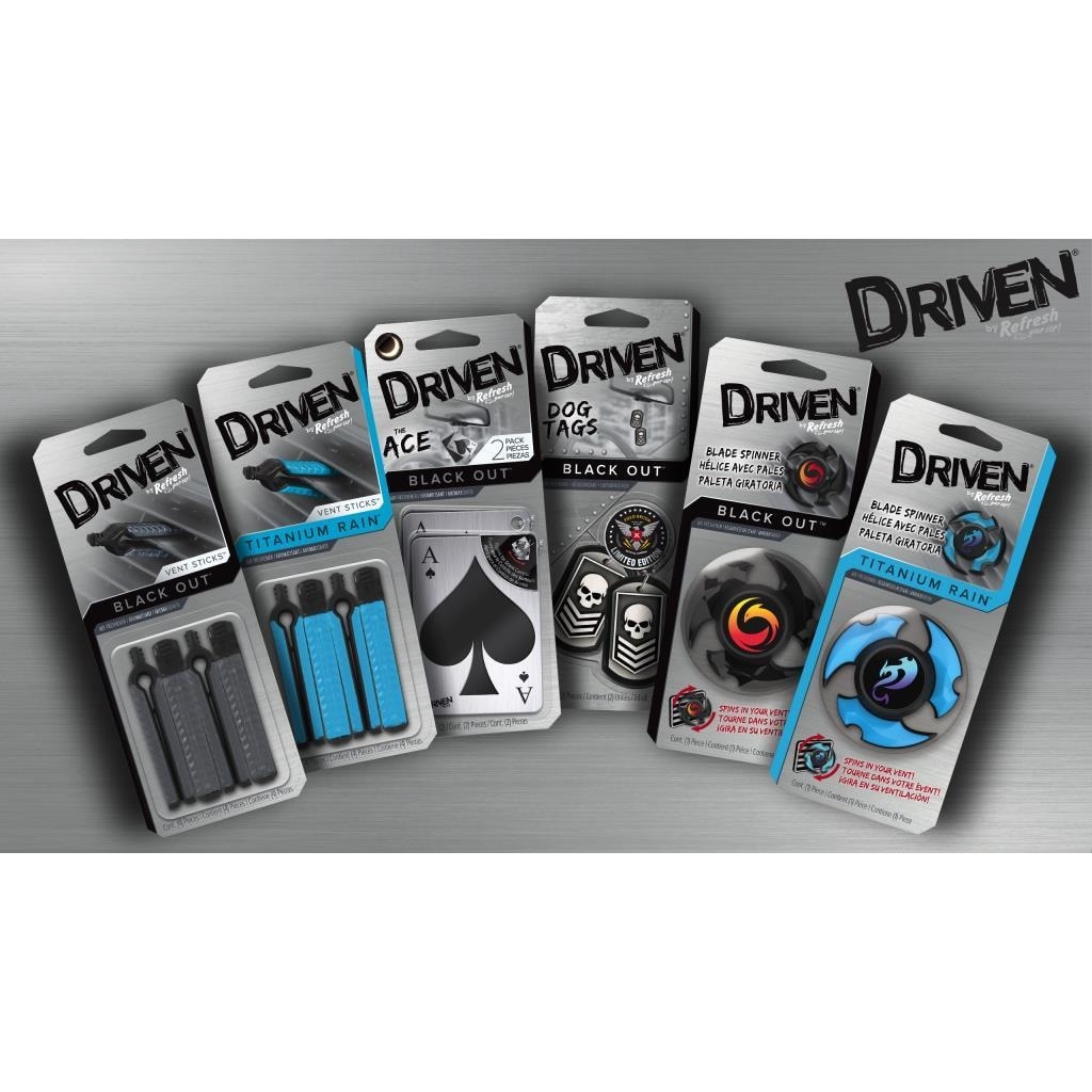 Driven Refresh Blade Spinner Vent Clip Car Air Freshener, Titanium Rain