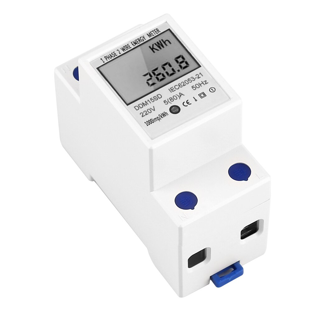 DDS-LDG 220V 50Hz Eenfase Elektrische Enery Meter Voltage Huidige Stroomverbruik Meter Met Lcd-scherm 35mm Din-Rail Mount