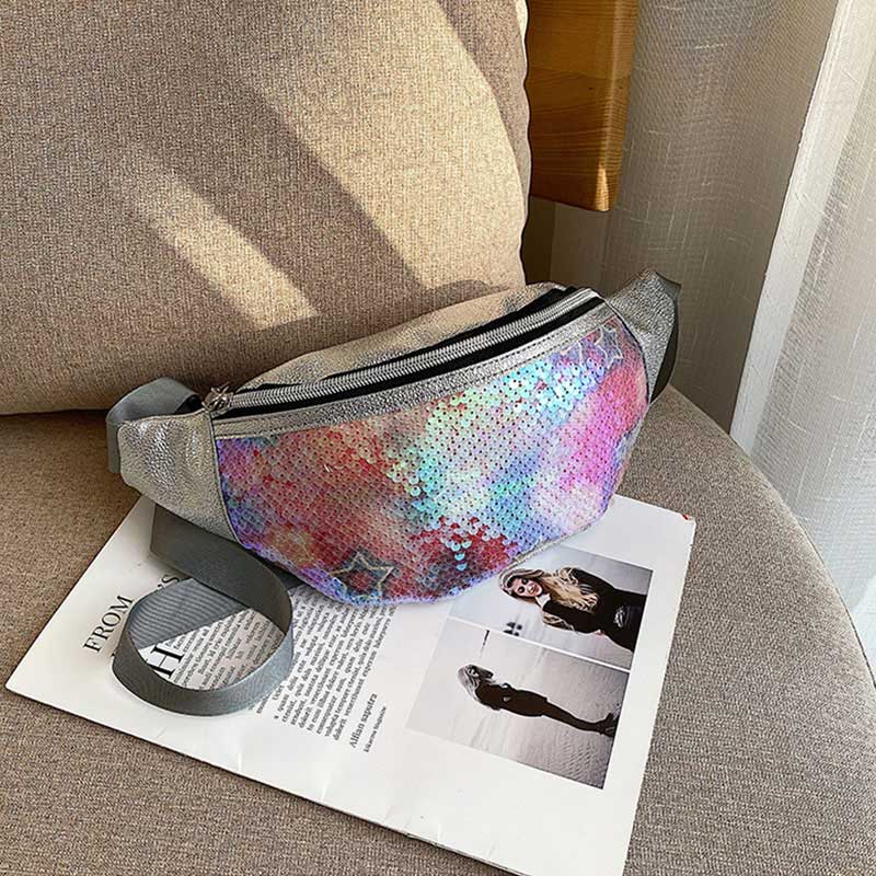 Sequin Taille Tas Glitter Fanny Pack Vrouwen Riem Tas Dames Kleurrijke Hip Bum Pouch Purse Festival Pouch Met Verstelbare band: Star