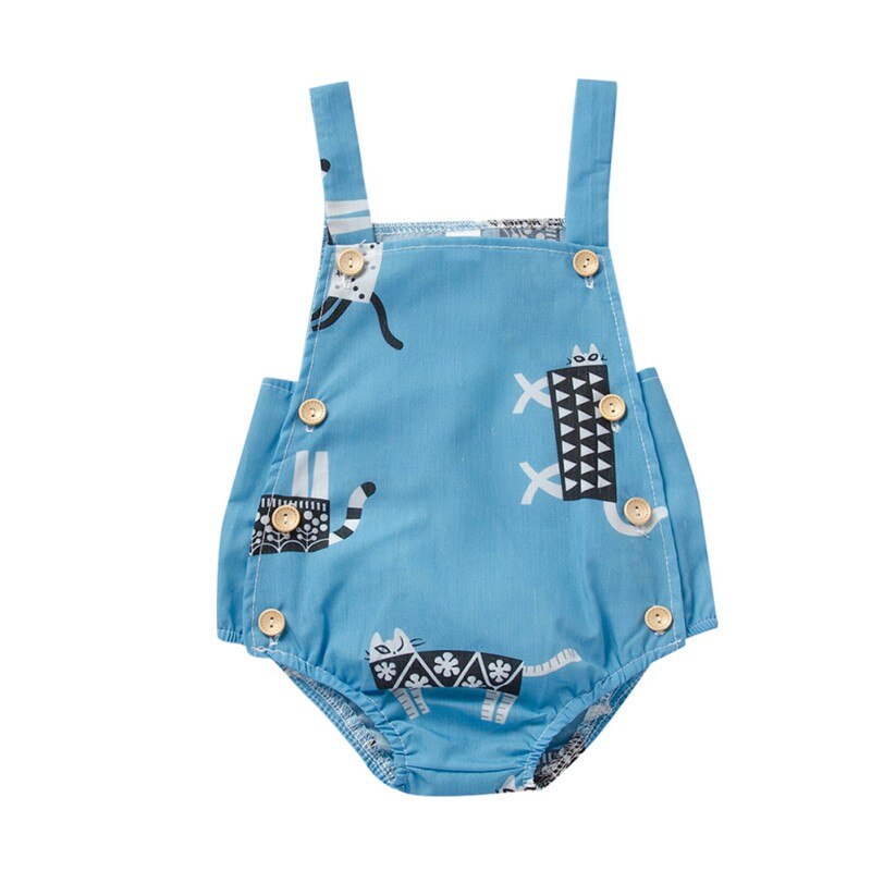 Été bébé garçons filles body coton sans manches dessin animé imprimé fronde combinaison une-pièce vêtements: C / 18M