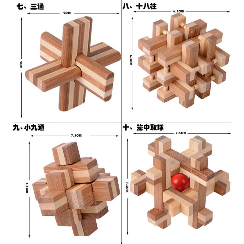 Rompecabezas de madera para niños, juguete de 27 tipos, 3D Kong, con cerradura china, tradicional, cubo intelectual clásico, juguete educativo