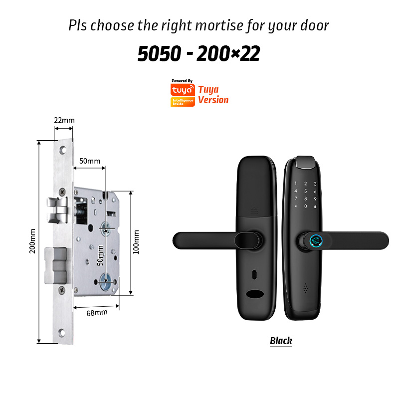 YRHAND H2 Tuya wif fingerprinti fechadura eletronica сейф password cerradura inteligente smart door lock: H2Ty-B200