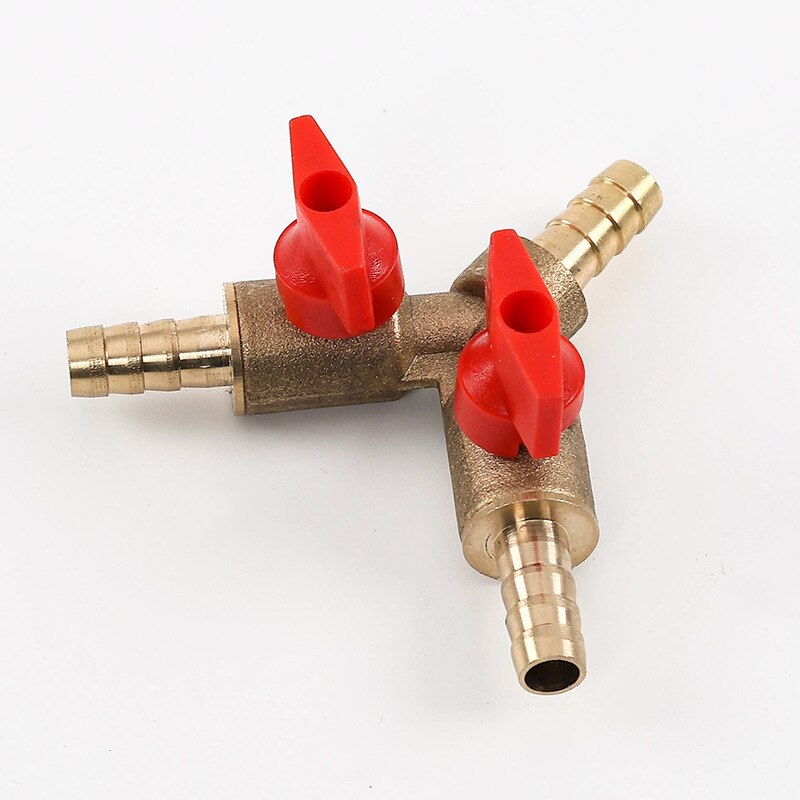 8mm Slang Barb Y Soort Drieweg Messing Uitschakeling Kogelklep Pijp Connector Adapter Voor Brandstof Gas water Olie Lucht