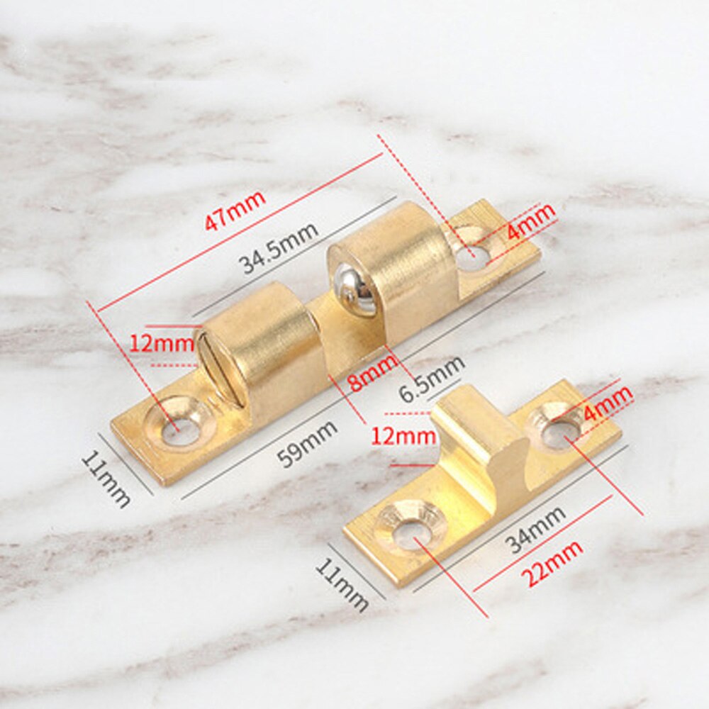 Brass Adjustable Double Ball Tension Roller Catch Hardware Fitting Cabinet Closet Furniture Door with Screws Door Stop Magnetic: copper 60mm