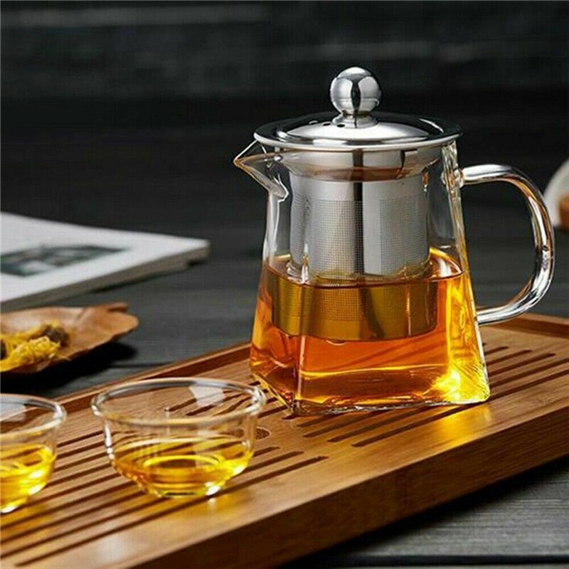 350/750ML clair résistant à la chaleur verre clair théière cruche W infuseur café thé feuille à base de plantes Pot fleur théière lait jus conteneur