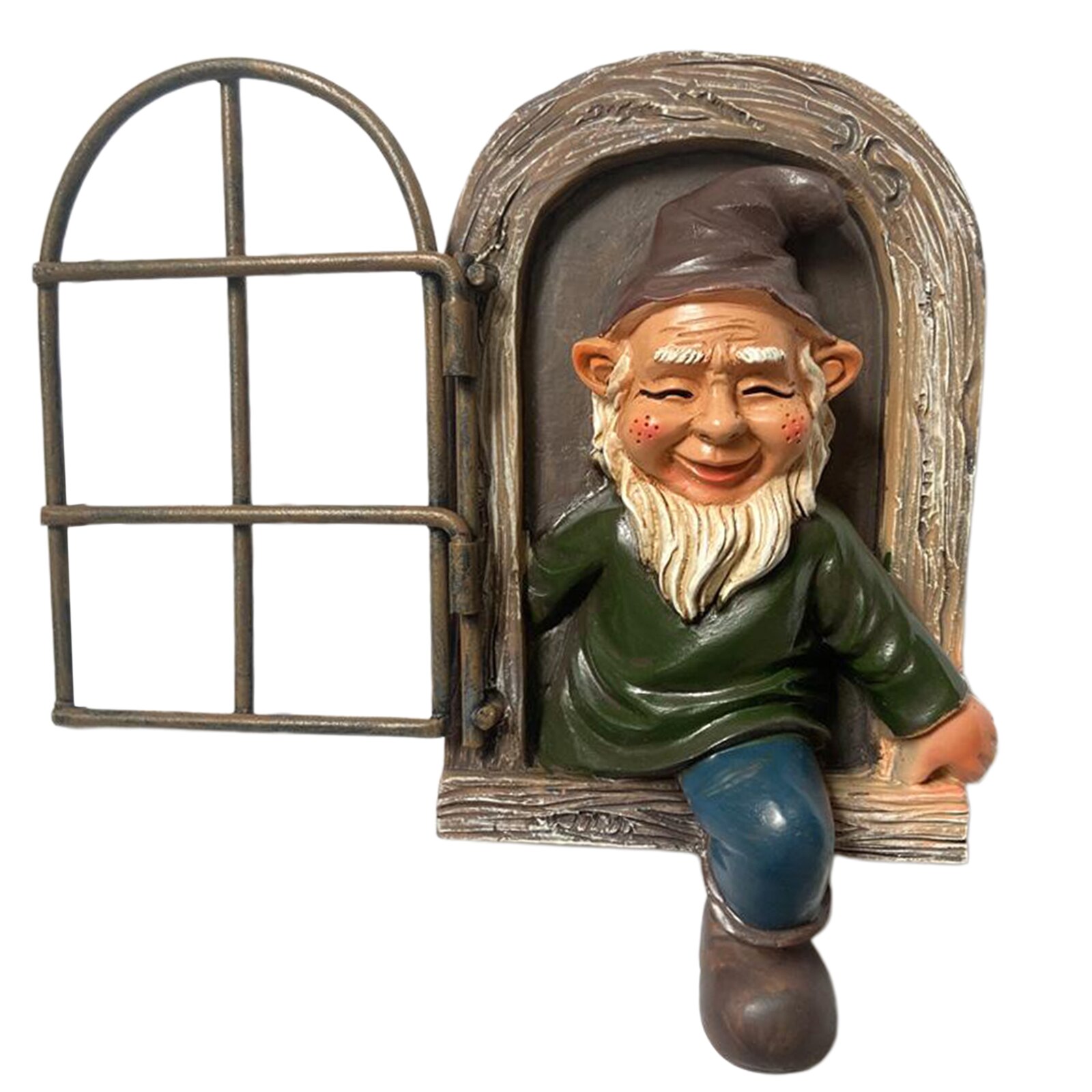 Elf Out The Door Tree Hugger - Garden Peeker Yard Art - Whimsical Tree Sculpture Garden Decoration