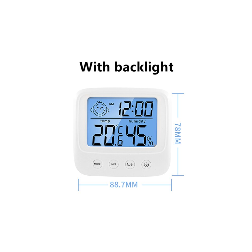 Digital LCD Indoor Convenient Temperature Sensor Humidity Meter Thermometer Hygrometer Gauge: With backlight