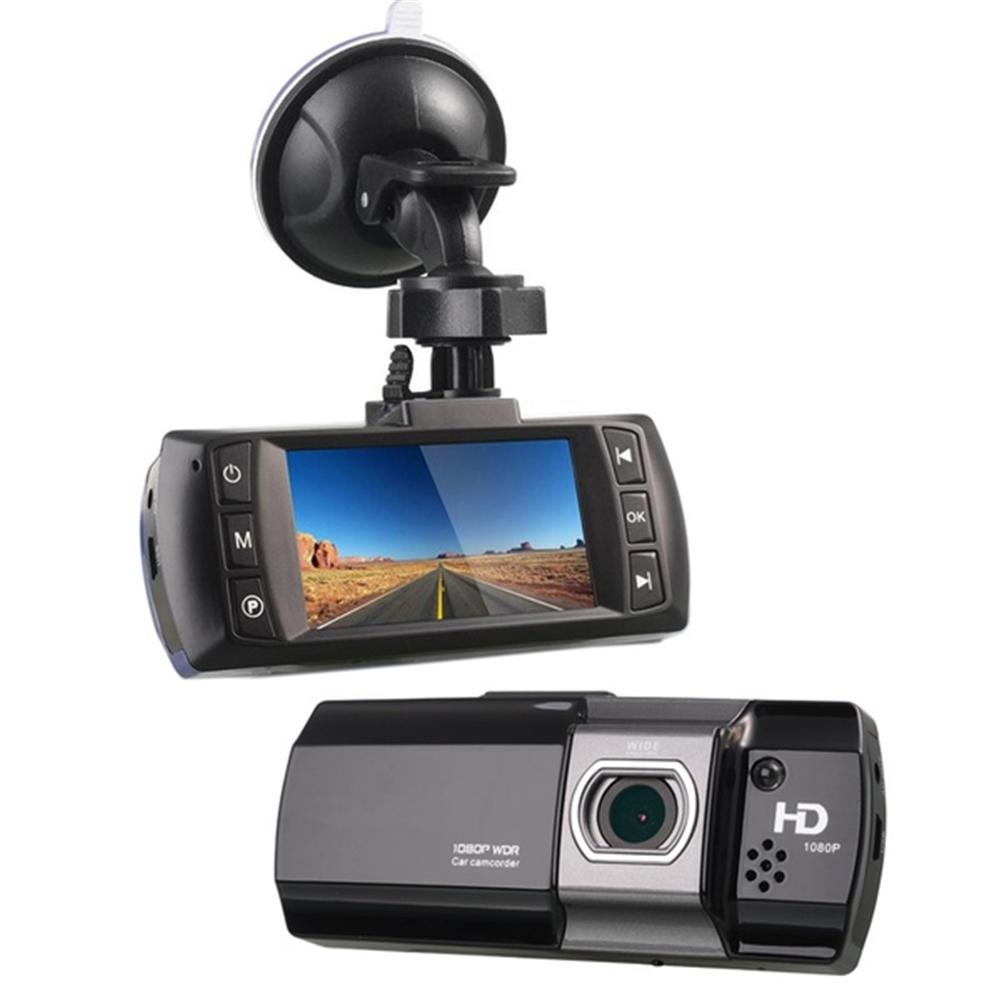 Bil dvr kamera fuld  hd 1080p køreoptager bil sort kasse dual lens køretøj bagfra kamera videokamera nattesyn dash cam: Sort