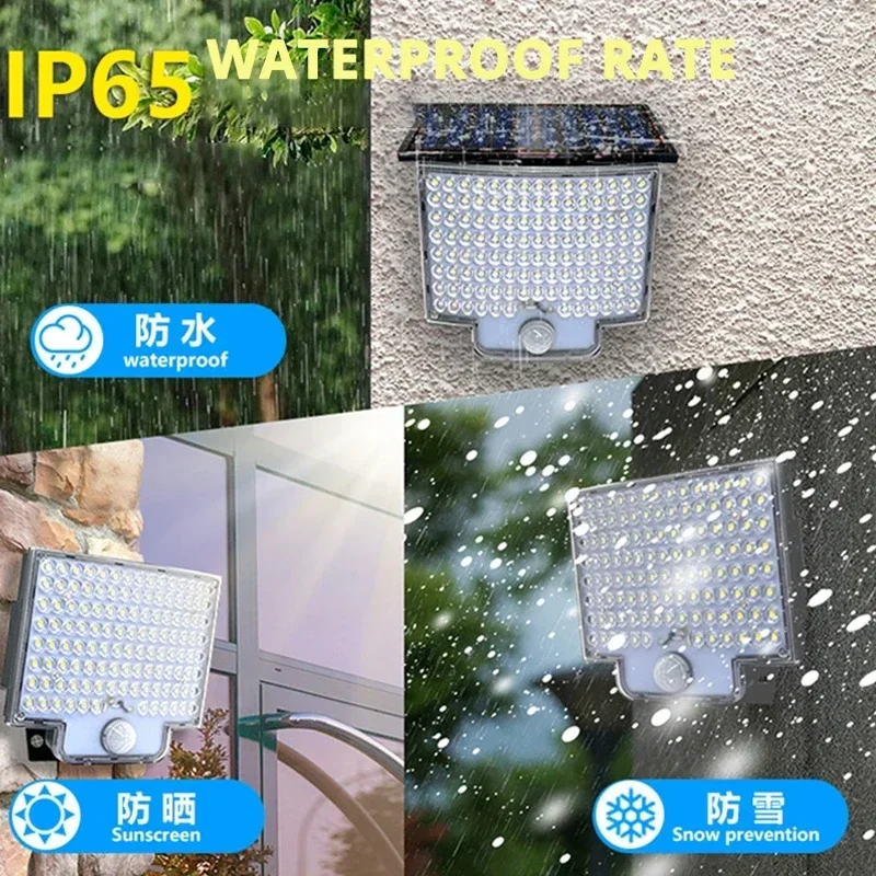 Lámpara Solar dividida 106LED, 3 modos de iluminación, decoración exterior, luz Solar, luz de pared, Sensor de movimiento PIR, lámpara impermeable para jardín y garaje