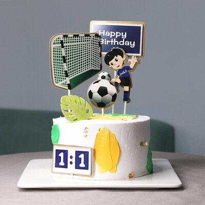 Gutt fotball sport tema gratulerer med dagen kake topper tegneserie barn fotball bursdagskake dekorasjon festrekvisita