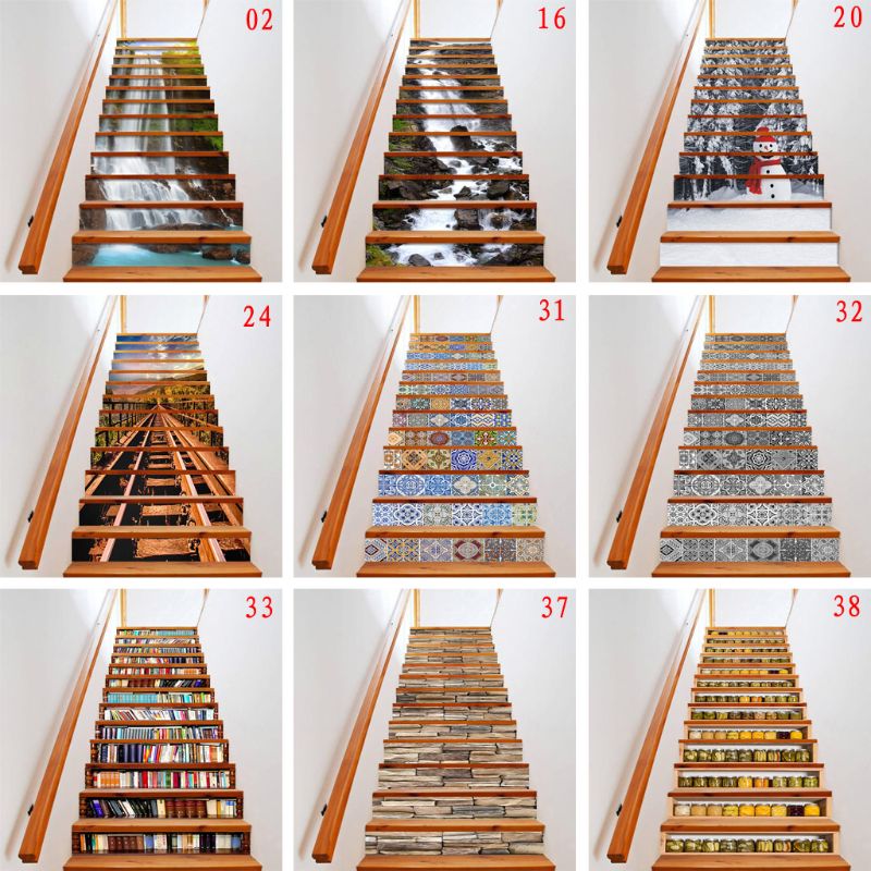 13 teile/satz 3D Treppen Steigleitung Boden Aufkleber Wasserdicht Abnehmbare Selbst Klebe DIY Treppe Aufkleber Zauberstab Heimat Dekor