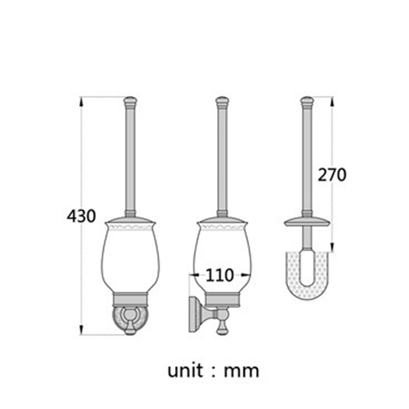 Toliet Accessory Set Solid Brass Toilet Brush Holder 2-piece Bathroom Accessories Set Toilet Roll Paper Holder Bronze Towel Ring