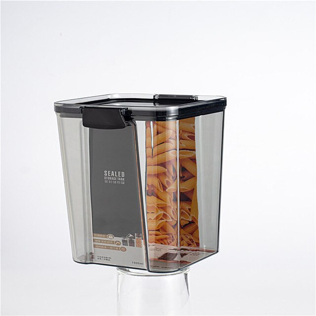 Küche Lagerung Container Snacks Bohnen Reis Nüsse Lebensmittel Lagerung Gläser Kunststoff Behälter Versiegelt Frische Lagerung Küche Liefert: Schwarz 1300ml