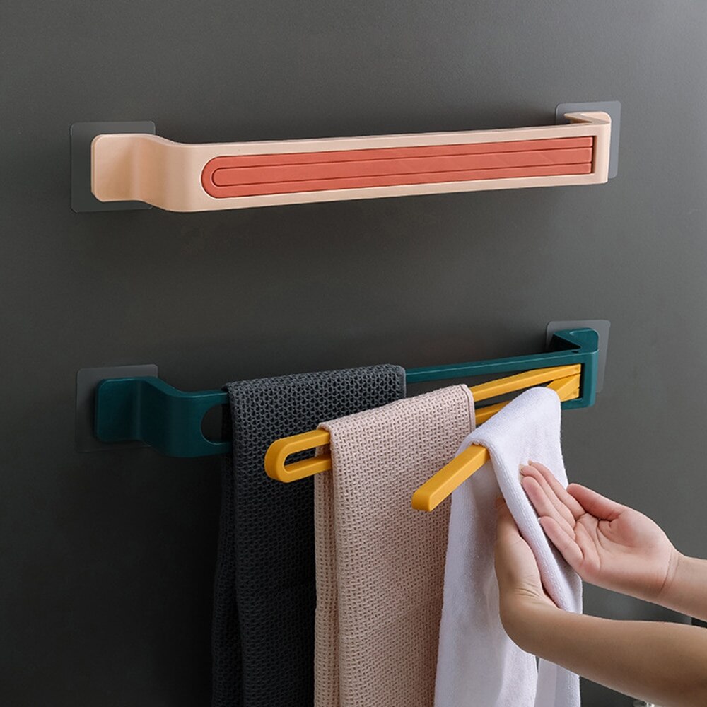 3 Arms Adjustable Swing Towel Holder Rack Wall Towel Bar Swivel For Bathroom Kitchen Storage