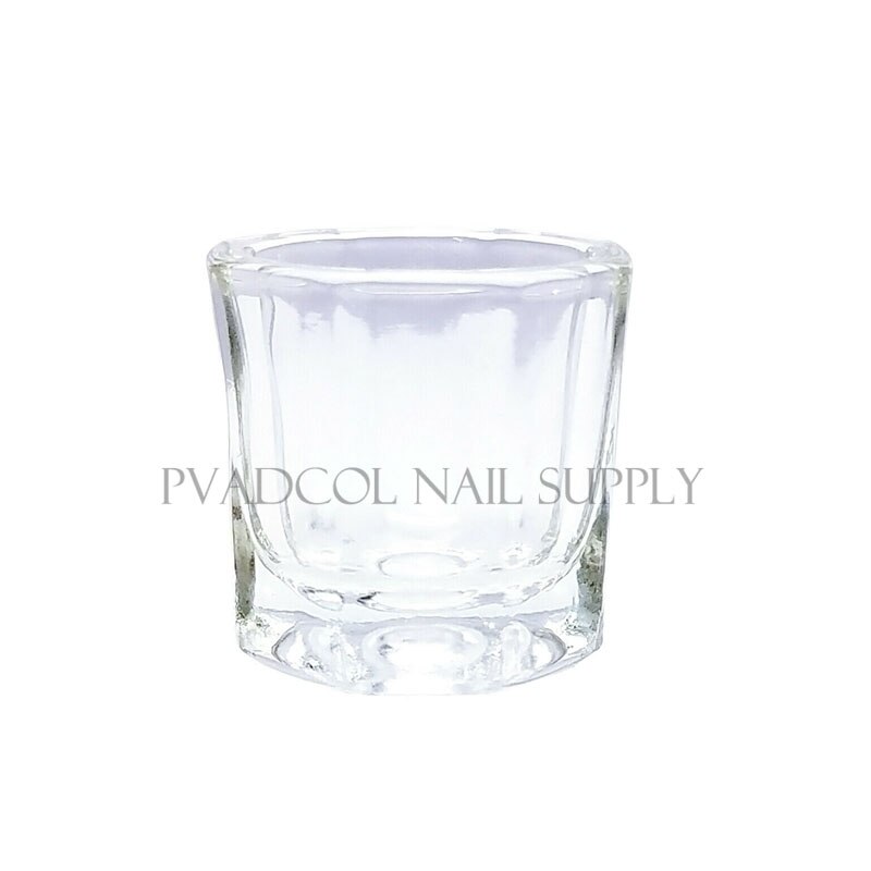 Nail Art Acrylic Crystal Cup Liquid Powder Glass Dappen Dish Bowl With Metal Lid Salon Tool