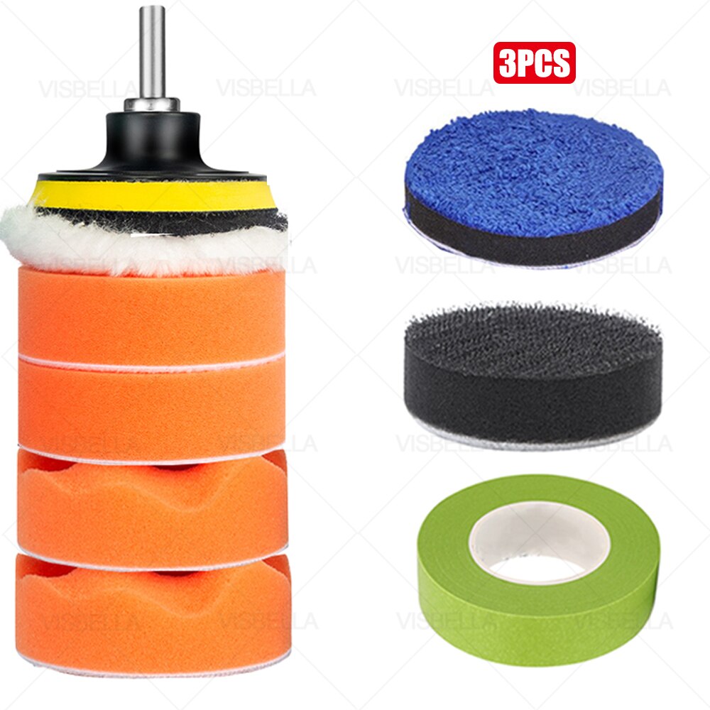 3Inch Car Polishing Kit Sponge Foam Pad Auto Headlight Wheel Polisher Polishing Refurbish Abrasive Disc Sandpaper Buffing Pads: package 19