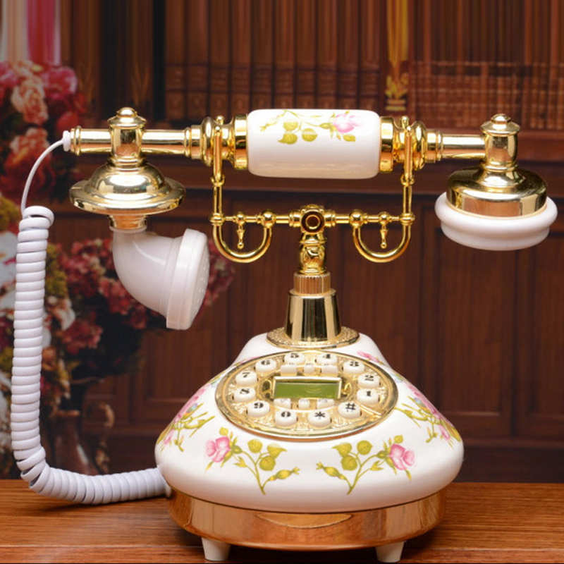 Téléphone rétro Vintage européen en céramique Rose, vieux téléphones avec affichage de l&#39;identification de l&#39;appelant, pour la maison, le bureau, l&#39;hôtel, décoration