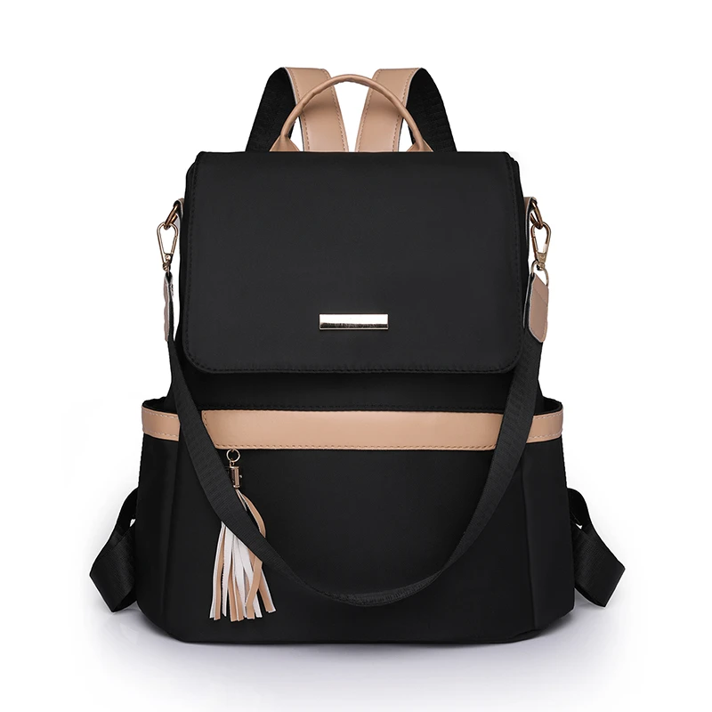 Casual Softback Interior Compartment Backpacks Solid Large Capacity Bags for Women Zipper Nylon Backpacks