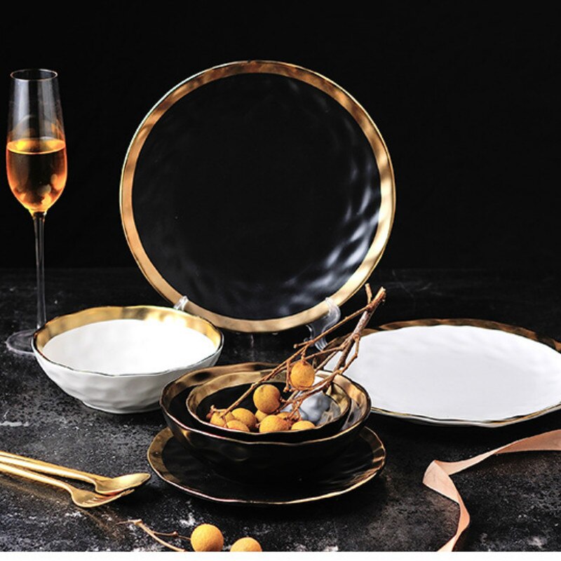 Ceramic Western Steak Plate Retro European Phnom Penh Breakfast Plates Household Restaurant Vegetables Salad Platter