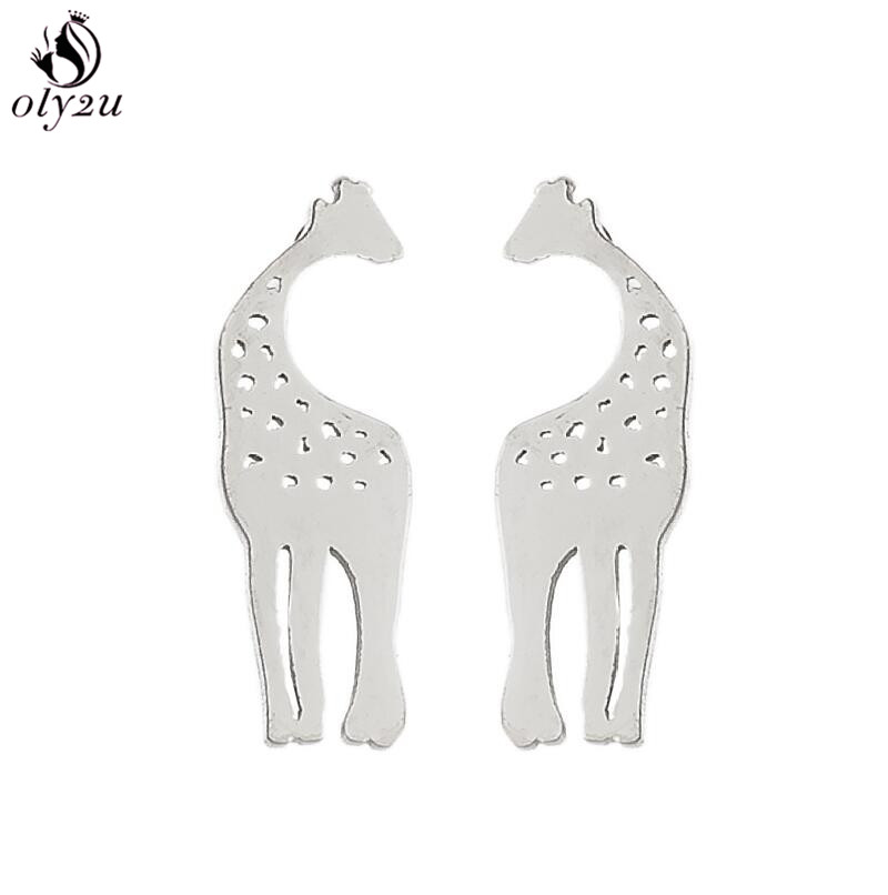 Pendientes pequeños de jirafa de acero inoxidable, bonitos tachuelas de animales con globos para mujeres y niñas, joyería de , para Piercing en la oreja de cumpleaños para hombres: Color amarillo claro