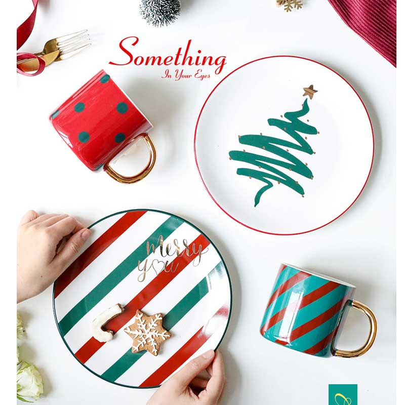 Boże narodzenie zastawa stołowa talerze ceramiczne i kubek bowsl robić kuchni naczynia kuchenne akcesoria kuchenne zestawy obiadowe talerze robić żywności