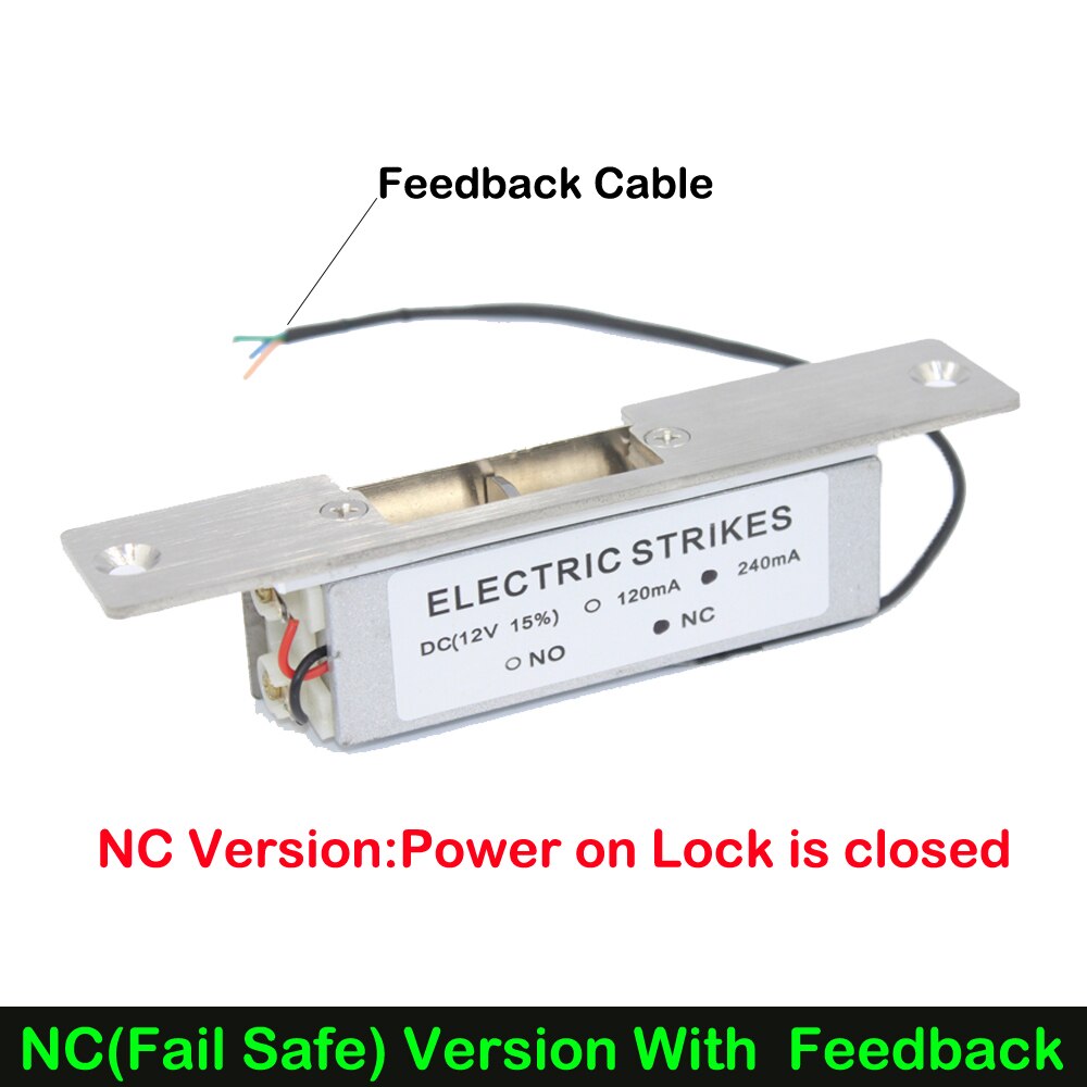 Stainless steel DC 12V Electric Strike lock Door Lock Access Control lock Fail safe Fail secure Electric Lock: Fail safe Feedback
