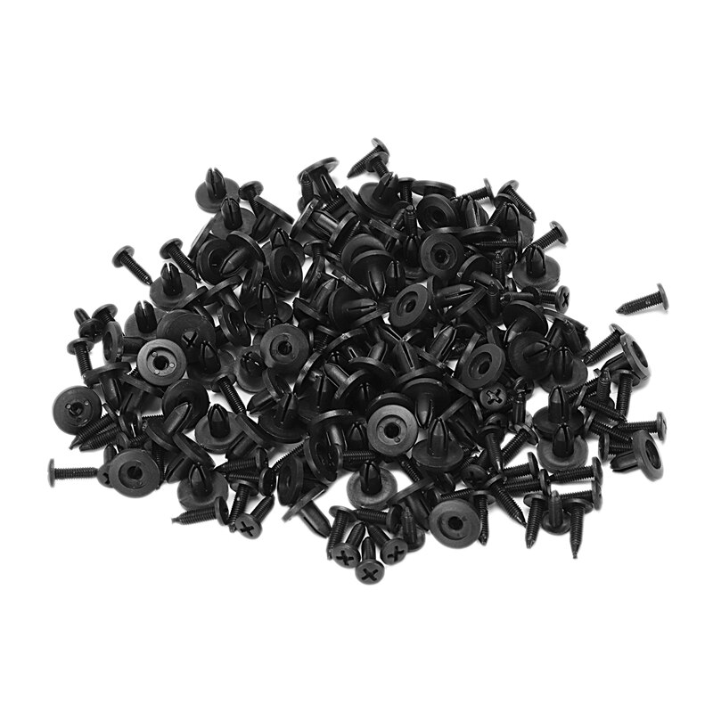 SODIAL(R) 100 Pcs Car Fender Push in Type Plastic Rivets Fastener Black 15 x 13 x 6mm: Default Title