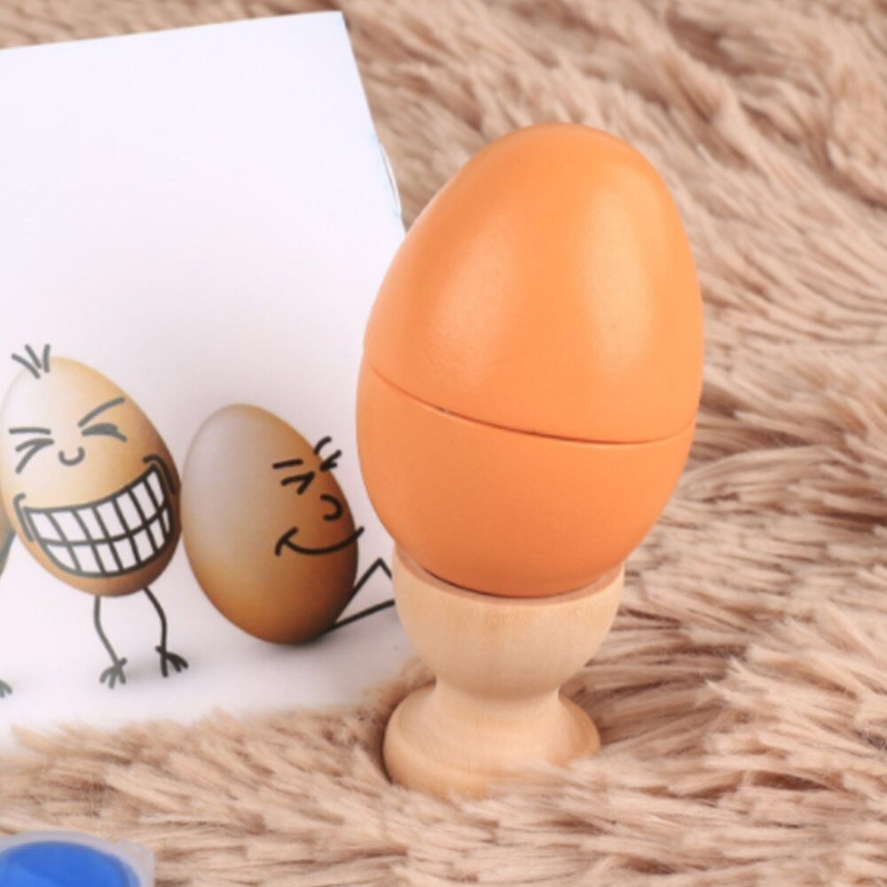 6PCS Wooden Egg Holder Household Kitchen Eggs Holding Cups Tabletop Egg Tray Container Wood Storage Holder