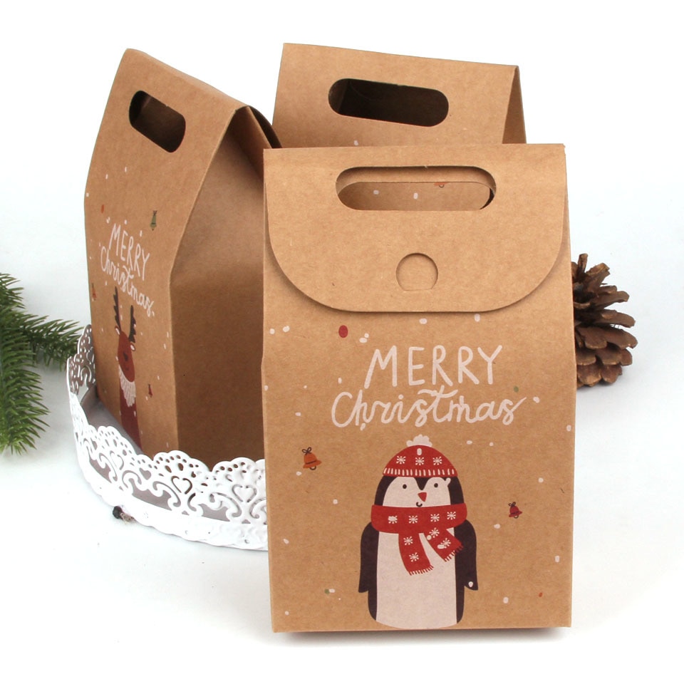 4 Stks/partij Kerst Kerstman/Sneeuwman/Herten Candy Cookie Tassen Xmas Kids Box Vrolijk Kerst Gasten Verpakking Dozen feestartikelen